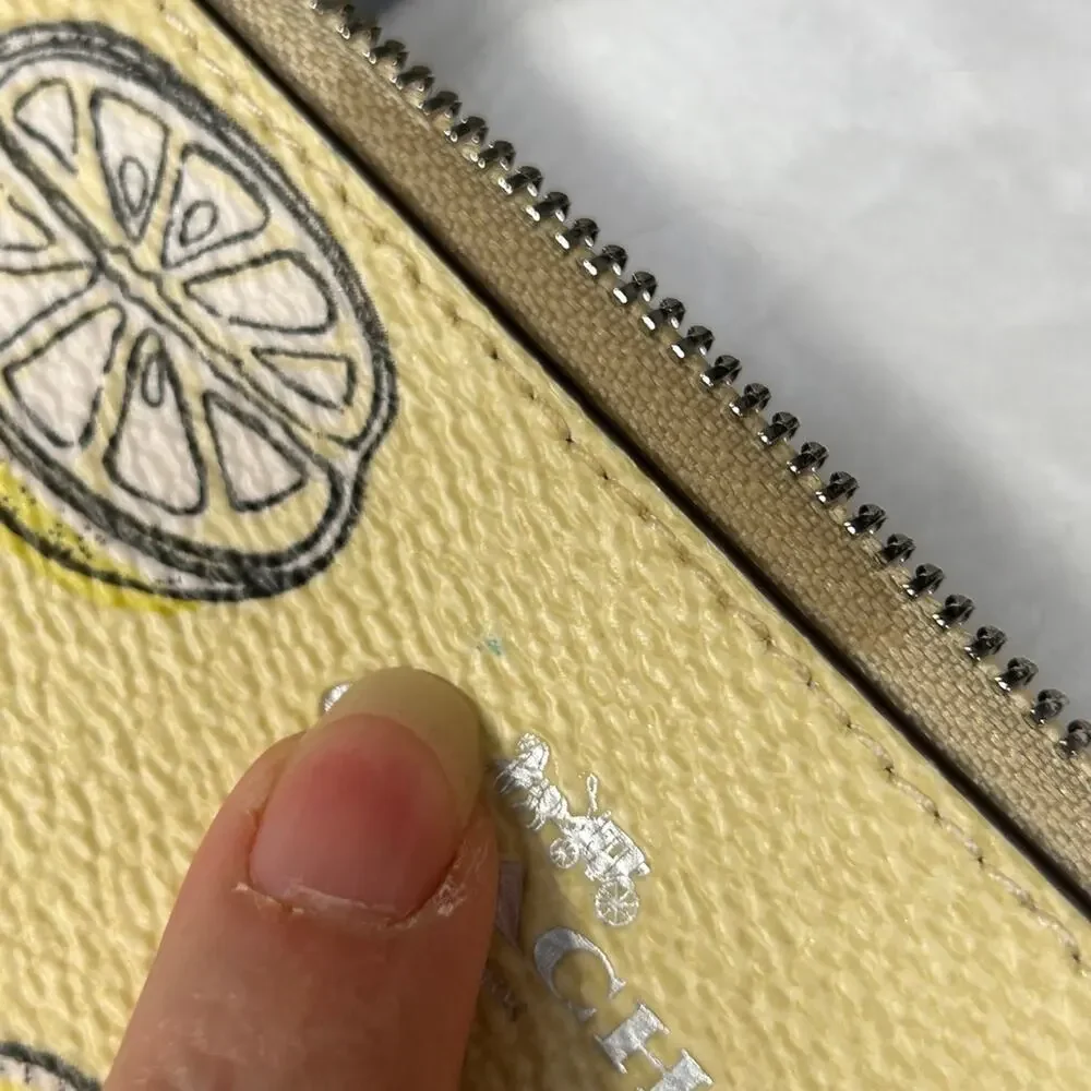 NWT Coach Women's Small Corner Zip Wristlet with Lemon Print